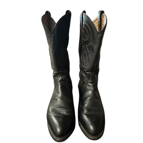 Tony Lama Mens CZ820  Buck Black Leather Pull On Cowboy Western Boots US 9.5 EE main image 6